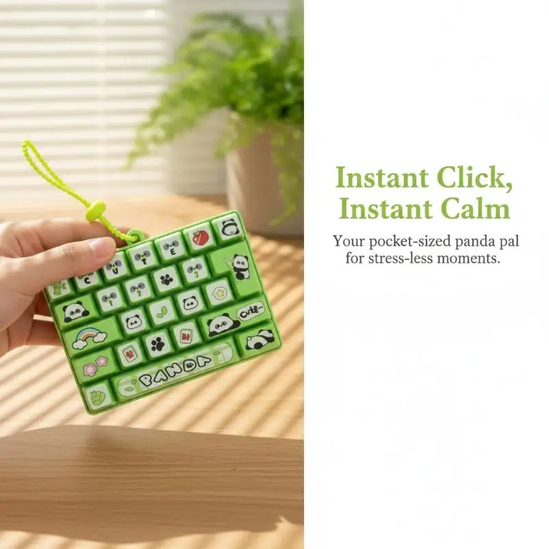 Creative Animal Panda Pattern Decompression Keychain 26 Keys Keyboard Pendant Stress Relief Toy Gift For Kids Adults