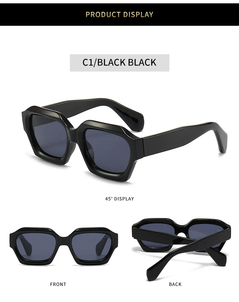 Dicker Rahmen Polygon getönter Schatten Lesebrille Herren Damen Fertige Korrektionsbrille Freizeit Outdoor Graue Sonnenbrille – Detail 6