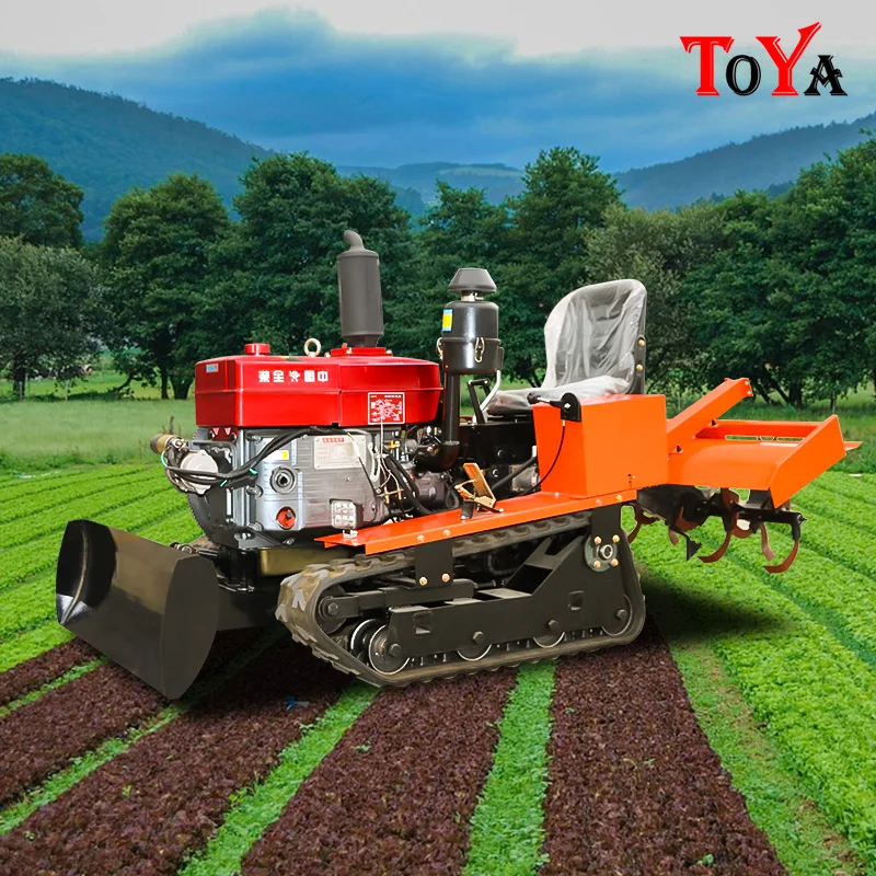 

Crawler trencher for weeding farm orchard paddy field mini tractor with rotary tiller plow agricultrual farm land customized