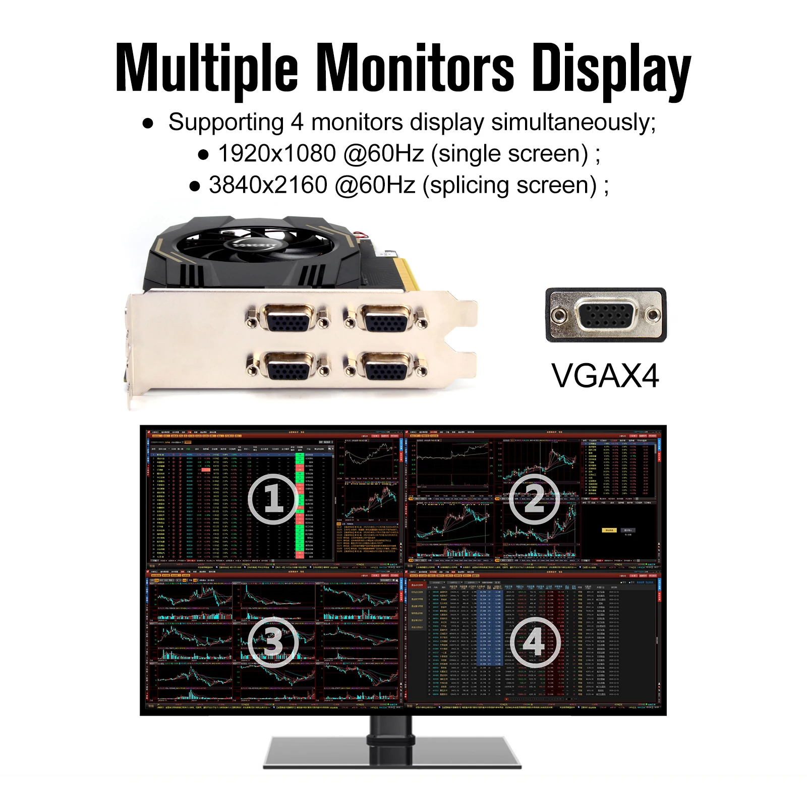 Songrey Originele 4VGA Multi-Display Graphics Card R7350 HD7600 4VGA 6VGA Amd Gpu 2G/4G GDDR5 multi-Display Video Card