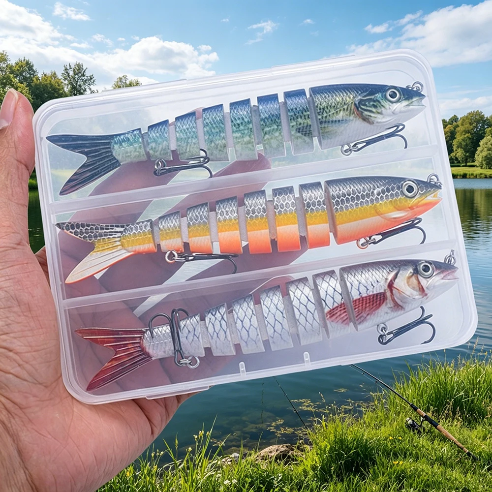 

3pcs 8 Segment Fishing Lure Multi Jointed Swimbait Artificial Bait Slow Sinking Bionic Fishing Bait Cool Fishing Gear
