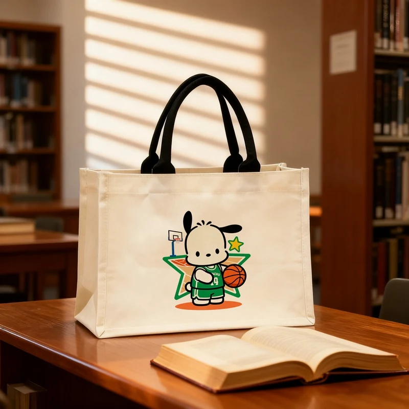 

Hello Kitty Canvas Tote Bag, Large Capacity Cartoon Shoulder Bag, My Melody, Pochacco, School Bag Shopping Bag Gift