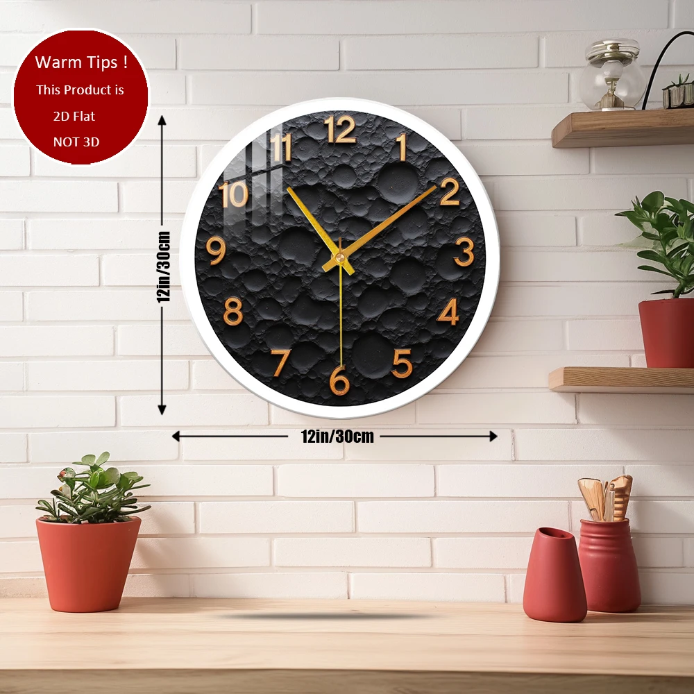 Tempered Glass Wall Clock Moon Surface Texture Clock Suitable For Wall Decor or Tabletop Display Anywhere