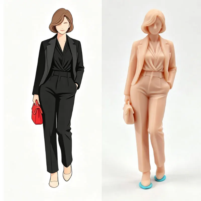 1:64 Unpainted Resin Business Woman Miniature Figure Model for Diorama Sand Table Car Scene DIY Painting Decoration 1486