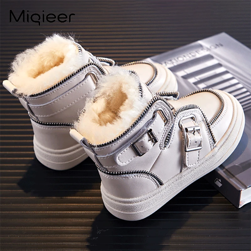 Children Boots For Girls Boys Baby Fleece Thick Warm Snow Girl Shoes Ankle Boots Sapato PU Winter Boots Cotton Kids Shoes