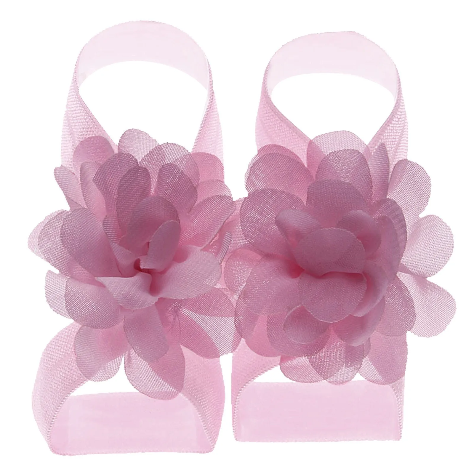 Fashion 2pcs/pair Boutique Chiffon Flower Newborn Toddler Barefoot Sandals Baby Girls Foot Cover Photo Props Kids Accessories