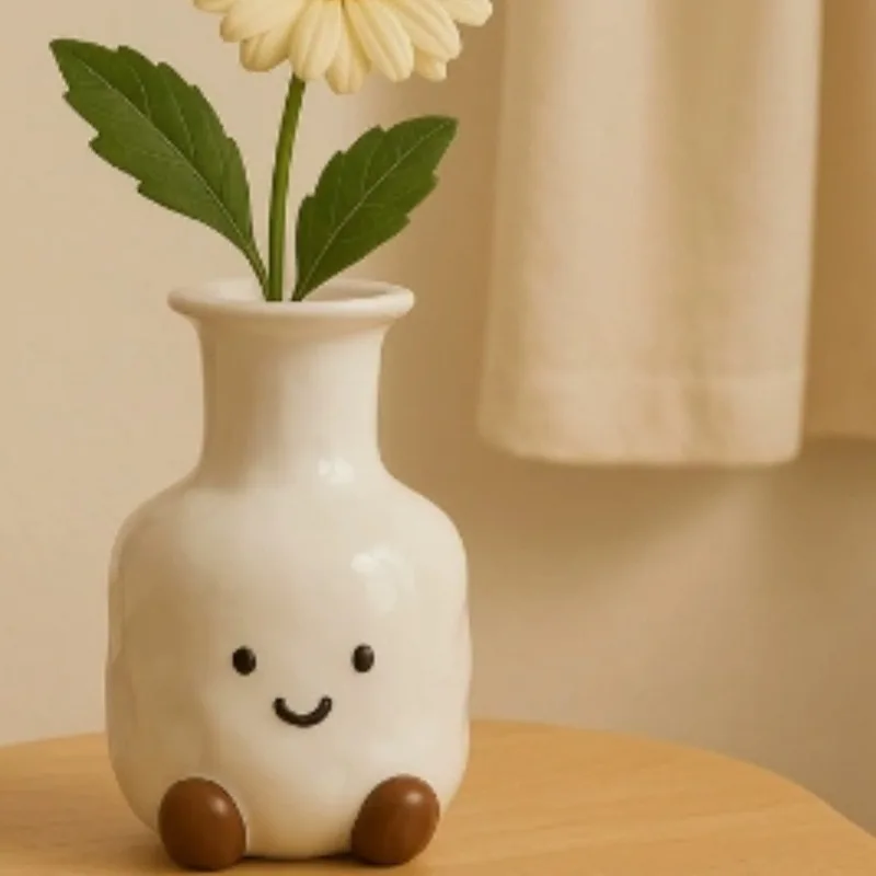 Cute smiley face vase home living room desktop creative decoration ornament