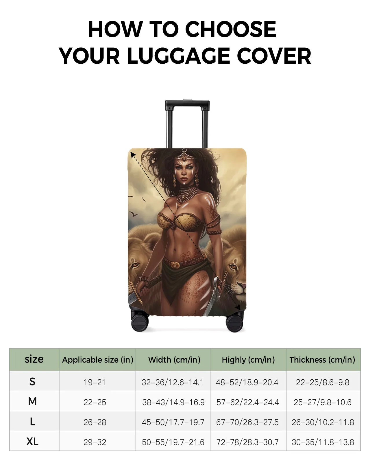 Africano Savanna Mulher Leão Bagagem Capa, Stretch Mala, Protetor de Bagagem, Caso Poeira, Mala de Viagem, 18-32"