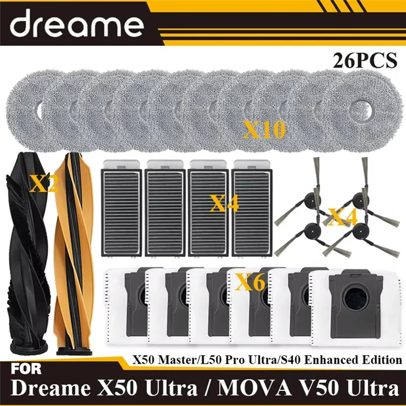

TCF-основная щетка, фильтр, тканевый мешок для пыли для Dreame X50 Ultra/X50 Master/L50 Pro Ultra/MOVA V50 Ultra, запасные части