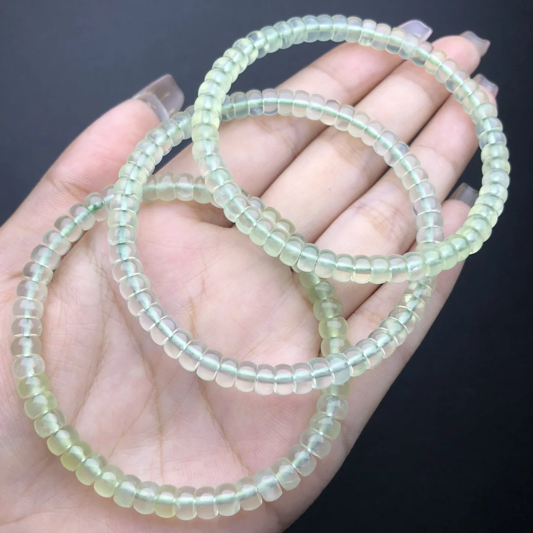 5MM Natural Prehnite Facet Bracelet Handmade Crystal Quartz Jewelry Stretch Bangle Children Birthday Gift 1pcs