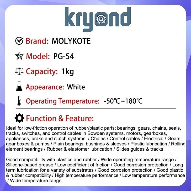 1PC MOLYKOTE PG-54 Grease 1kg Dow Corning PG-54 Plastisilp Grease Lubricant