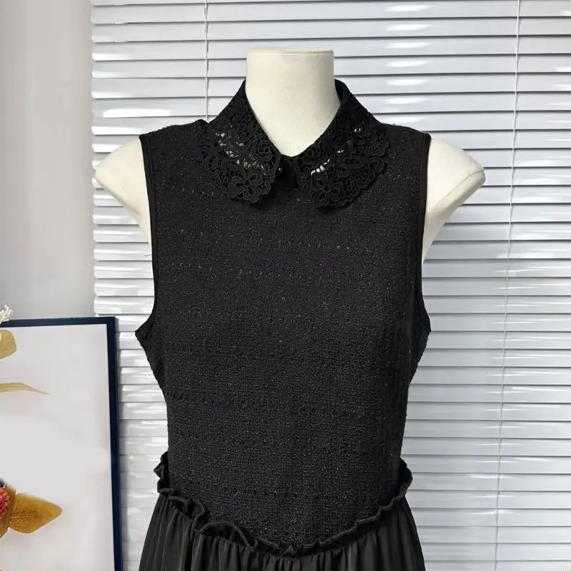 Elegant Detachable Lace Shirt Collar Accessory Hollow Out Collar Insert Fashion Neckpiece For Casual And Business 6XDA