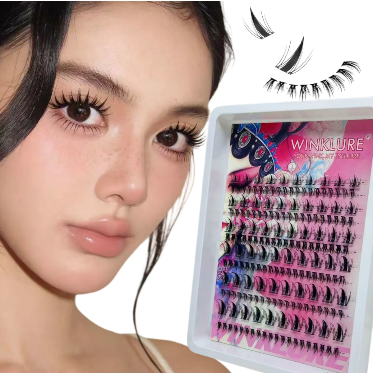 WINKLURE Manga Cat-Eye-Stil Wimpern, dünn, leicht, wiederverwendbar, Cluster-Wimpern, natürliche & glamouröse Wimpernverlängerungen – Detail 3