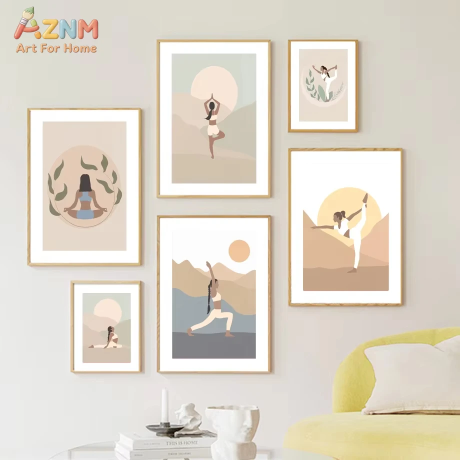 

1pc Boho Lotus Yoga Girl Meditation Calming Zen Canvas Painting Nordic Posters Prints Wall Art Pictures For Room Home Decor