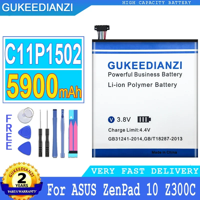 

5900mAh GUKEEDIANZI Battery C11P1502 for ASUS ZenPad 10 Z300C Z300CL Z300CG Z300M P023 P01T 10.1 Big Power Bateria