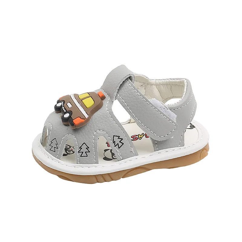 Baby Girl Toddler Soft Bottom Sandals, sapatos bonitos dos meninos do carro dos desenhos animados, Summer0-2Baby