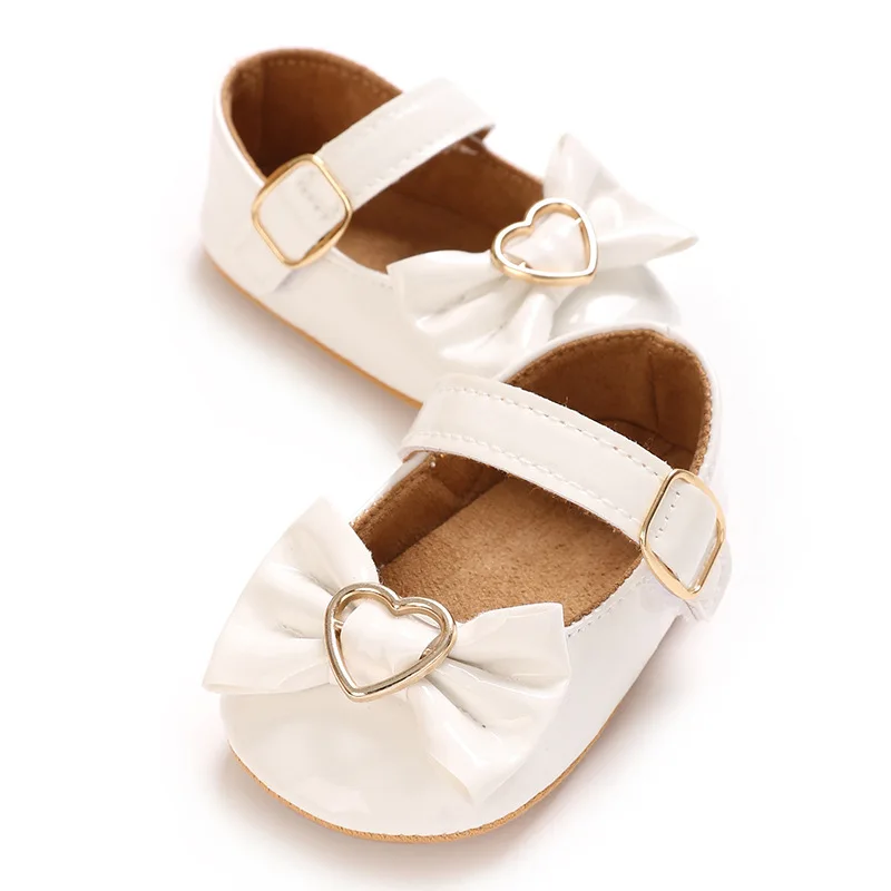 Zapatos de cuero para bebé de primavera, zapatos de princesa con lazo Sweet Love para niñas de 0 a 18 meses, suela suave antideslizante, 6 colores, zapatos color nude para niños pequeños