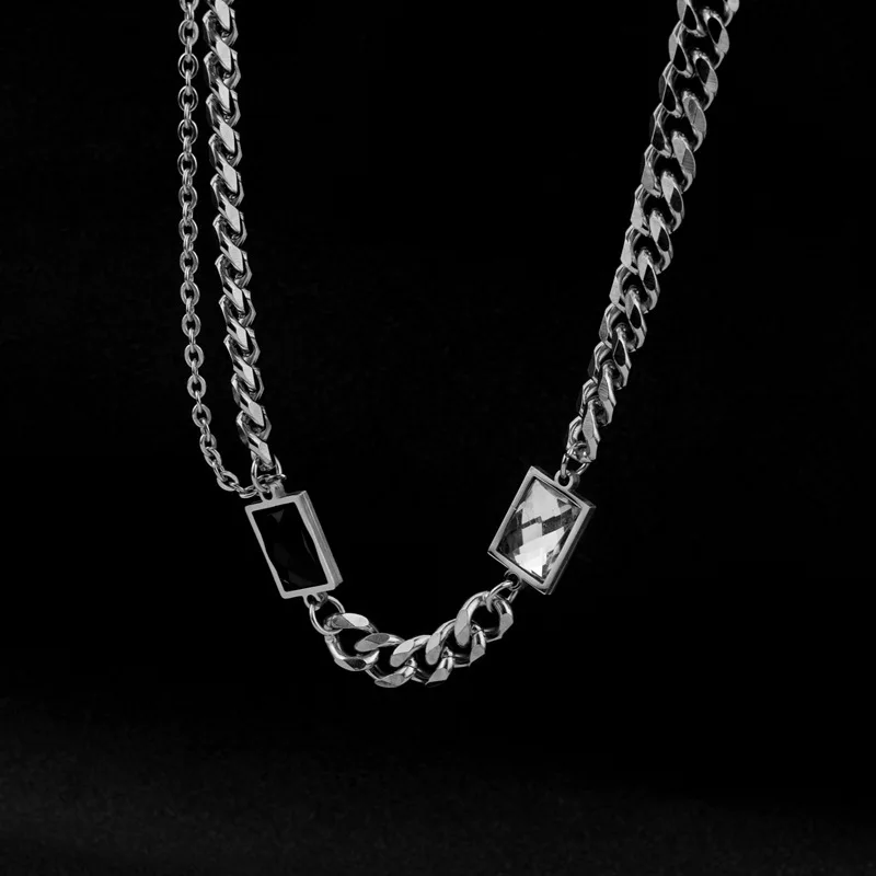 Titanium steel necklaces niche design haute couture Cuban chains Hip hop matching clothes high street accessories
