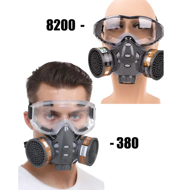 Gas Mask Respirator Set With Dual Charcoal Filters Anti Fog Glasses Masks Spray Painting Chemical Industry Pesticide Protective