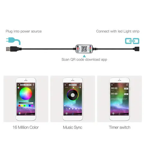 AB41-3X Wireless Bluetooth LED Dimmer Remote Controller DC5-24V Phone APP Connection Control For RGB Light Strip Timer Switch