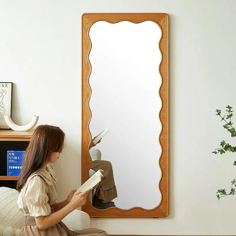 Piso de corpo inteiro japonês, madeira sólida, casa, internet, celebridade, madeira de cerejeira, espelho de comprimento total, quarto