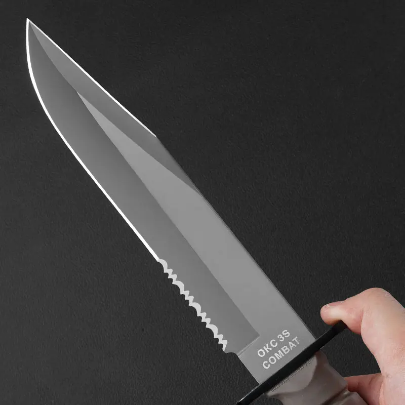 Outdoor camping straight knife, portable jungle exploration knife, high-hardness sharp knife, mountaineering knife, hunting knif