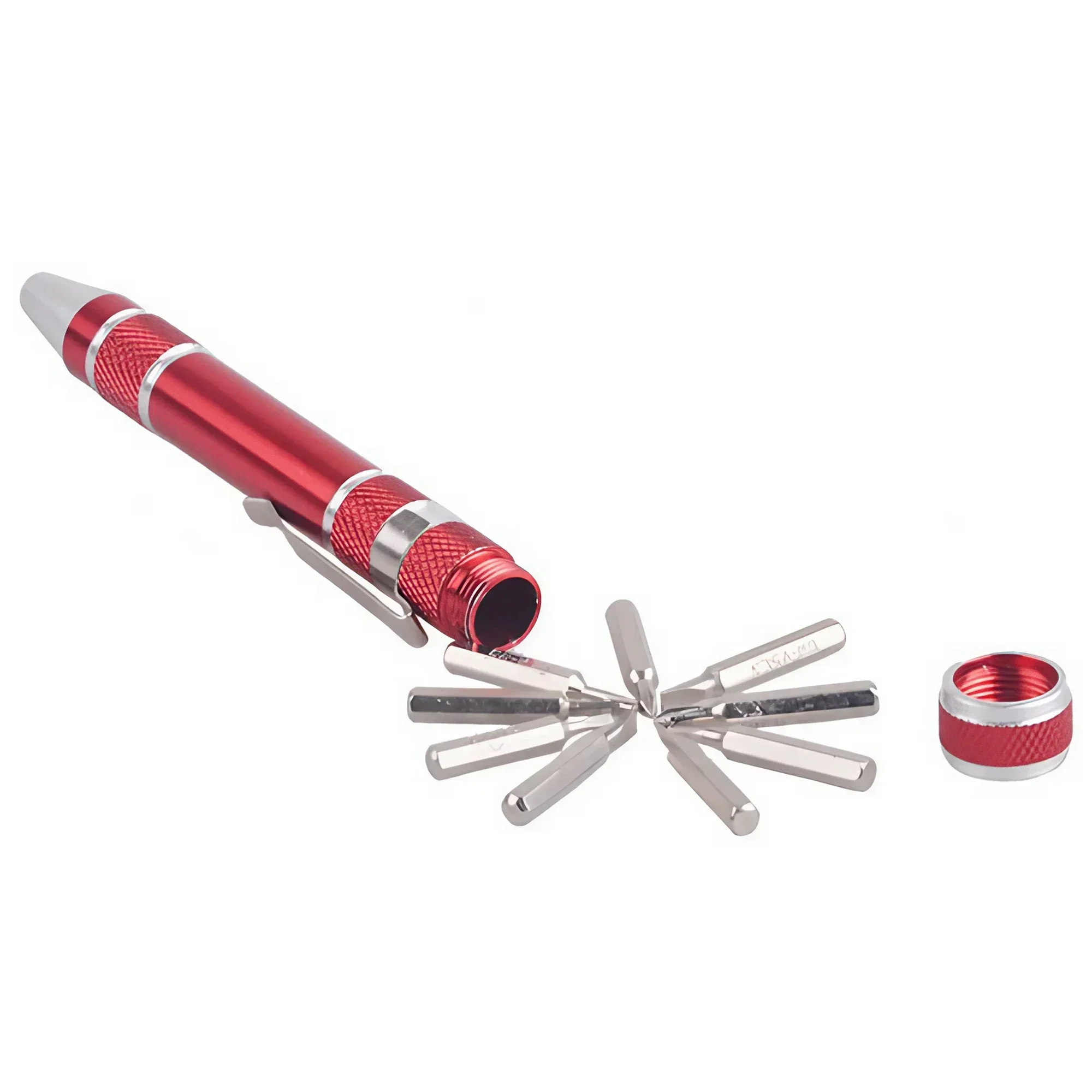STONEGO Multi-Functional 8-in-1 Mini Screwdriver Set - Interchangeable Phillips & Flathead Bits, Aluminum Alloy Pen Tool