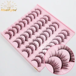 Abestyou 15mm 20Pairs 3d False Eyelashes Pink Tray Book Efecto Natural Wimpers Fluffy Wispy Mink Lashes Kit Maquiagem Completo