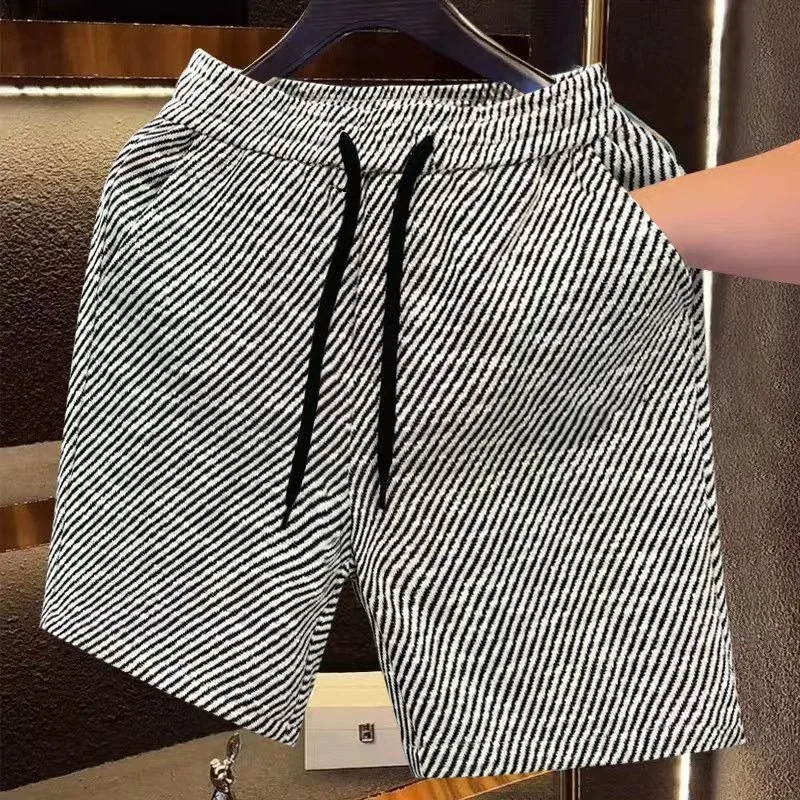 

Popular Contrast Striped Shorts Handsome Casual Three-quarter Pants Summer New Style Loose Men