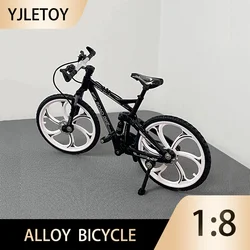 1:8 Mini Model Alloy Bicycle Diecast Decoration Metal Finger Mountain Black Bike Simulation Mini Toys Gifts