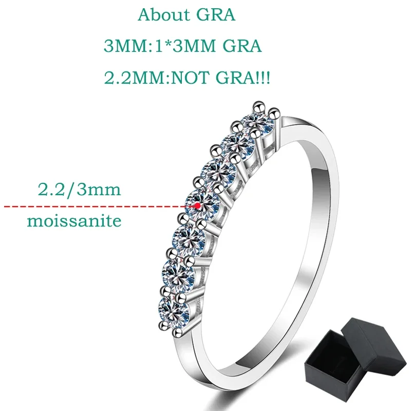 Smyoue 0.28/0.7CTTW D Vvs1 Moissanite Rings for Women 7 Gems Sparkling S925 Sterling Silver Wedding Band Match Diamomd Wholesale