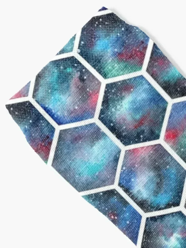 Watercolor Cosmic Hexagon Galaxy Pattern Socks luxe funny gifts Stockings man Women's Socks Men's