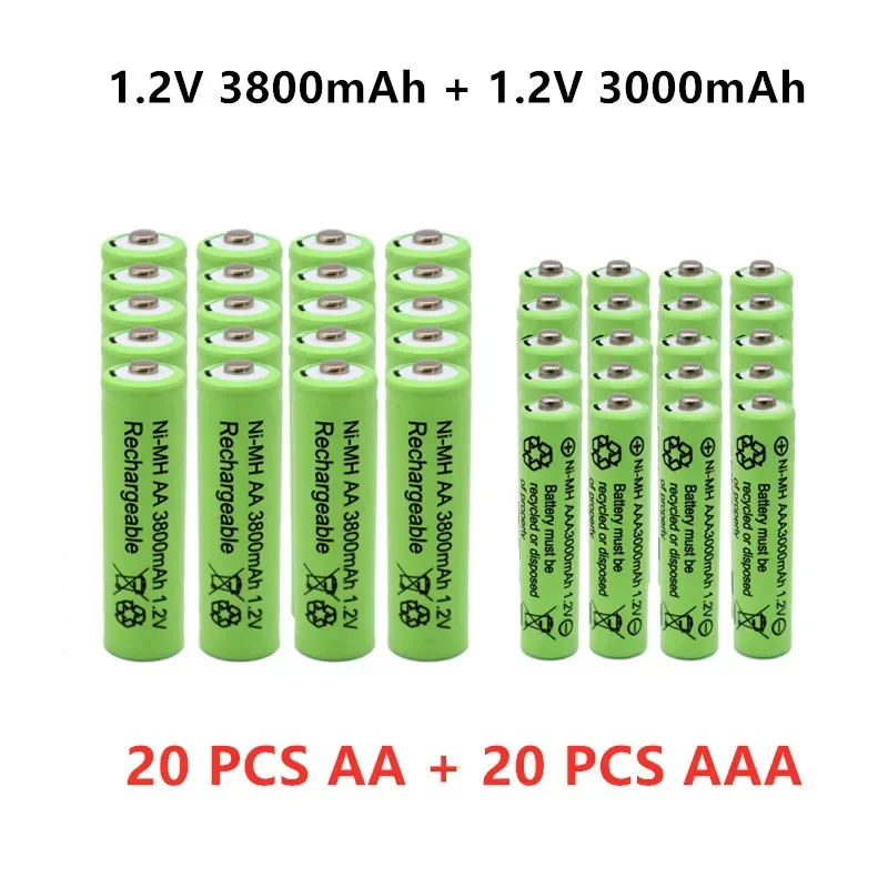 

1,2 в AA + AAA NI MH перезаряжаемая батарея AA 3800 мА/ч + батарея AAA 3000 мА/ч для планшетов, игрушек, часов, MP3-плееров, сменная никель-металлогидридная батарея