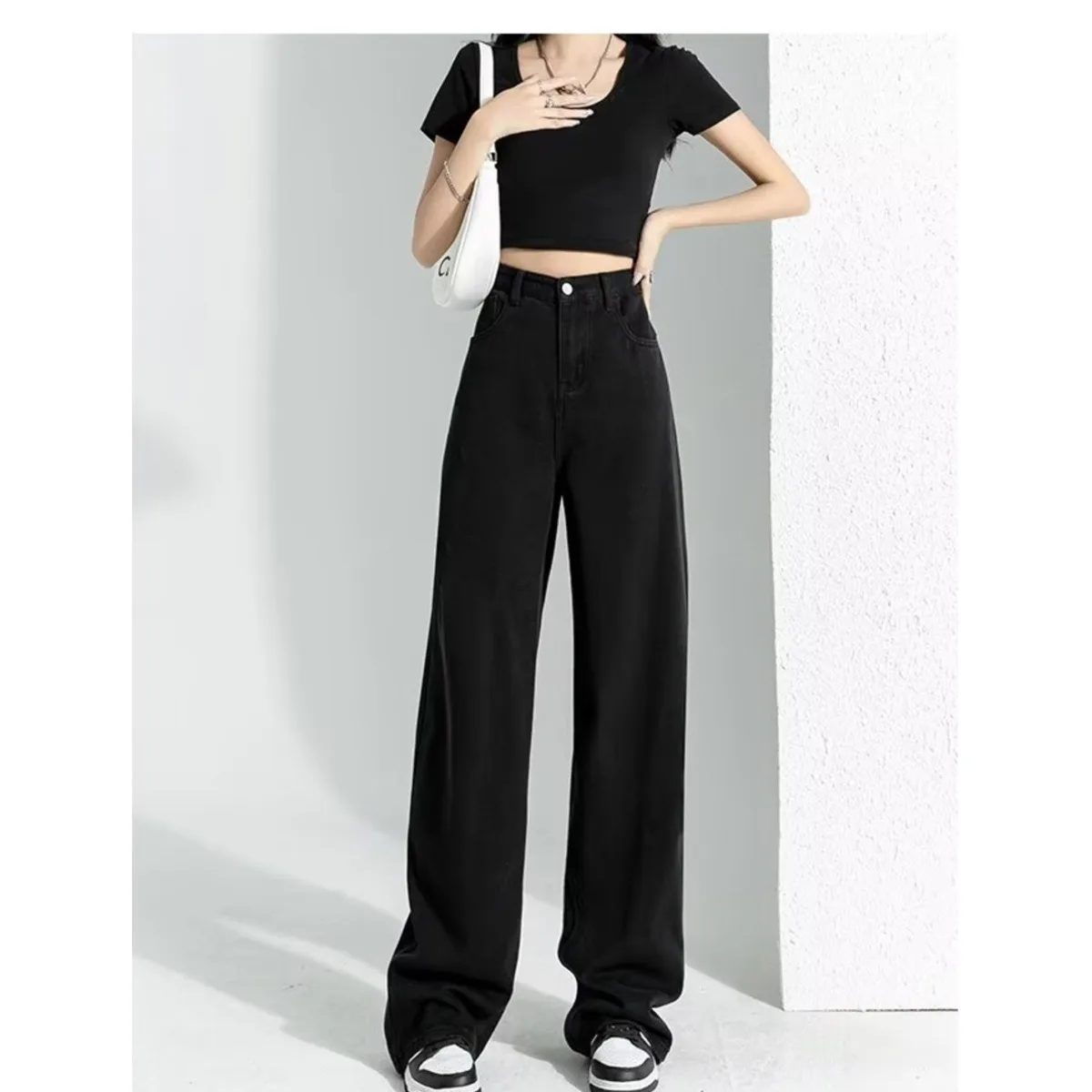 

Wide Leg Jeans Women's Autumn And Winter New High Waisted Loose Straight Leg Floor Pants