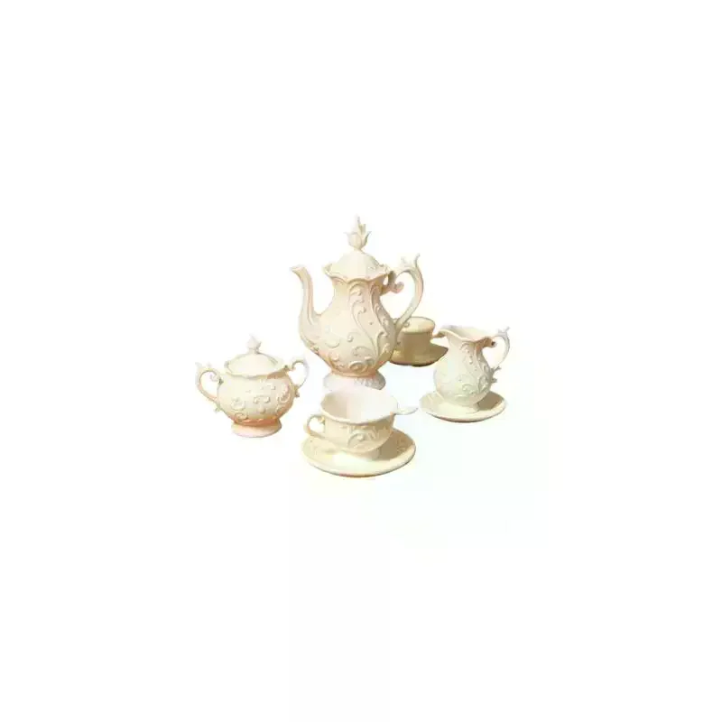 1 Ensemble de Modèles Miniatures de Plats en Relief à Motifs Floraux, Kit Théière et Tasses pour Maison de Poupées, Accessoires de Décoration pour Maison de Poupées