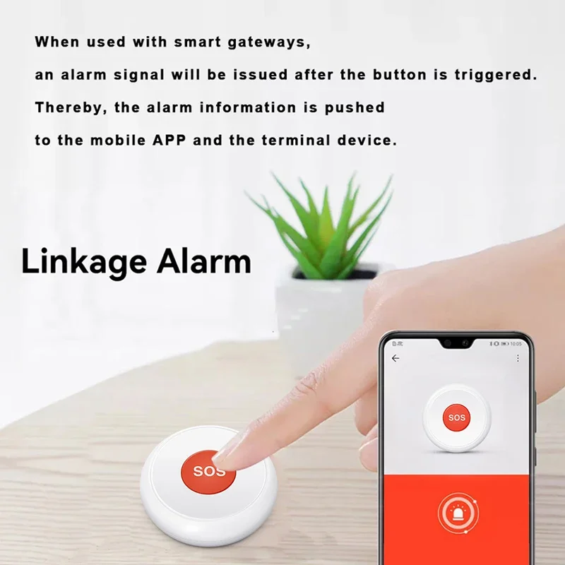 Tuya Smart ZigBee SOS Panic Button With One-Click Alarm Aor Remote Assistance, Designed For Senior And Child Emergency Alerts.