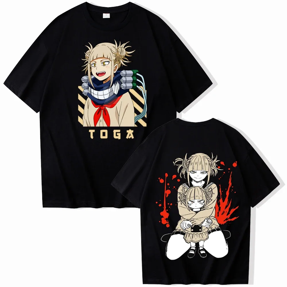 

2025 Japanese anime My Hero Himeko Toga character print Men's 100% pure cotton T-shirt Casual short-sleeved