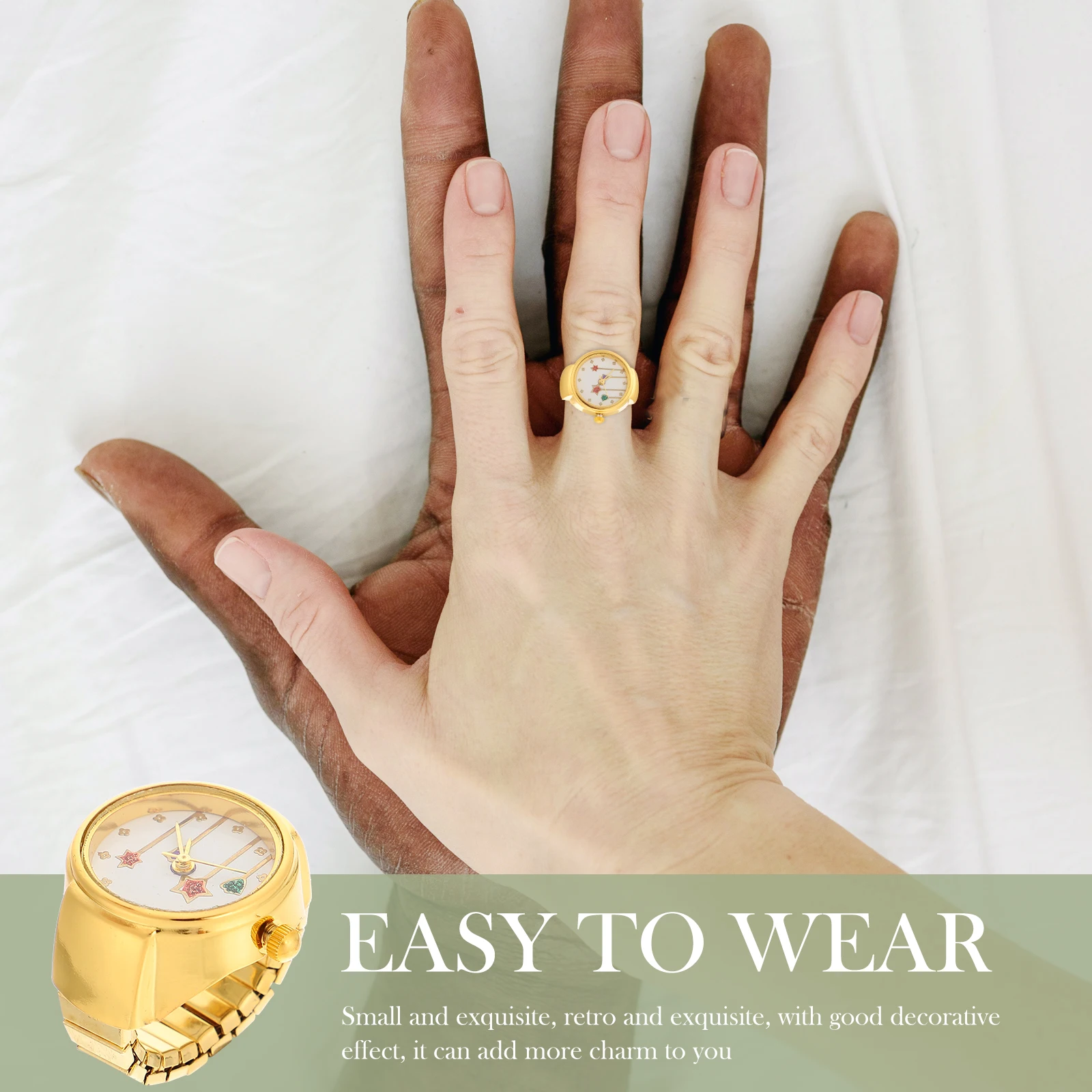 

Decorative Ring Watch Exquisite Gradient Color Finger Watch Portable Wear-Resistant Party Accessory Gathering Supply