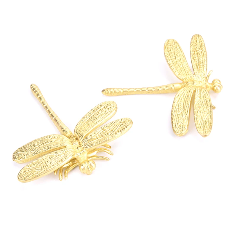 Brass Dragonfly Handle Gold Pure Copper Simple Nordic Cabinet Drawer Door Knob