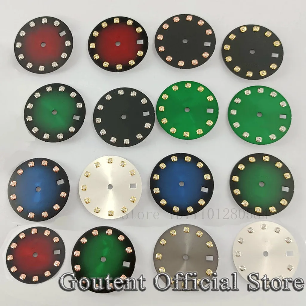 Goutent 29mm Red/Black/Blue/Green/Gray Watch Dial Fit NH35 NH35A Movement Calendar Window