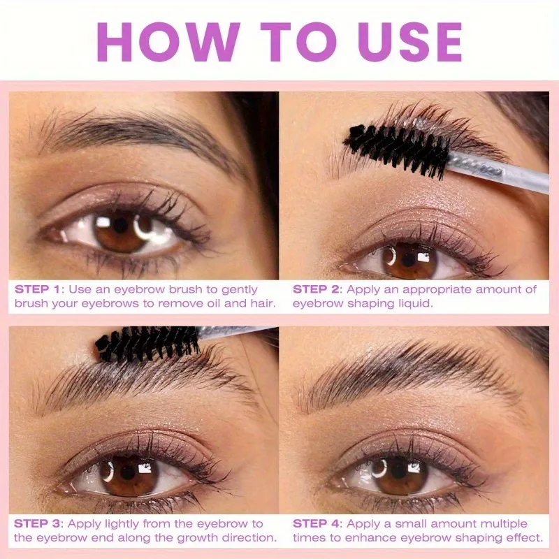 Gel coiffant Transparent pour sourcils, longue durée, liquide imperméable, Gel fixe pour cils, avec brosse et peigne