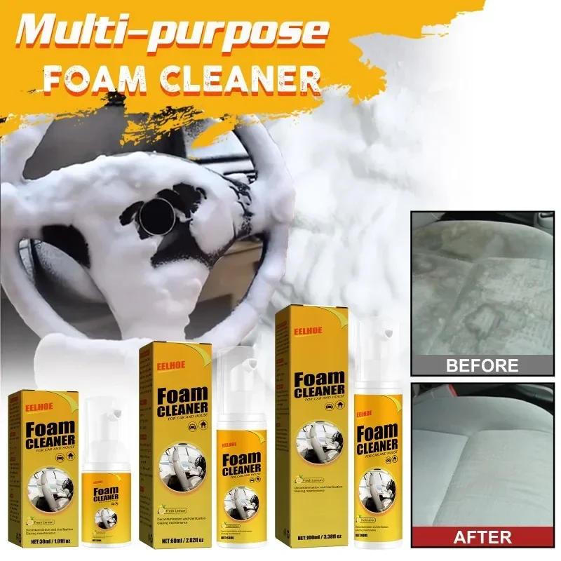 Multipurpose Foam Cleaner Spray Foam Cleaner for car and House Lemon Flavor, All-Purpose Household Cleaners for Car and Kitchen