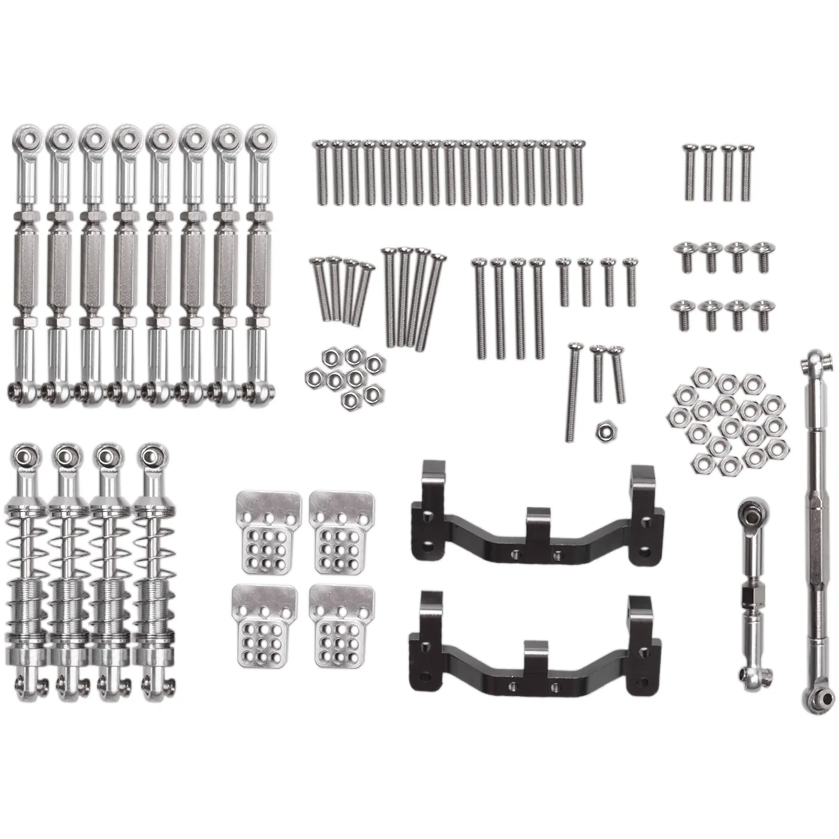 Metal Steering Link Rod Pull Rod Mounts Shock Absorbers Set for WPL C14 C24 C24-1 1/16 RC Car Upgrade