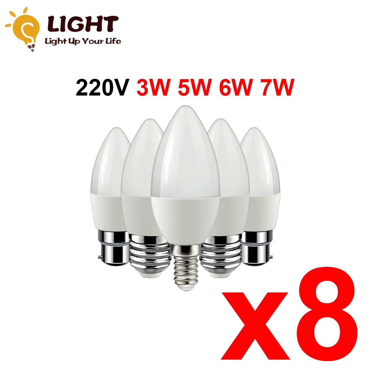 

8pcs/lot Led Candle Bulb C37 3w 5w 6w 7w Warm White Cold White Day Light B22 E14 E27 AC220v-240v 6000k For Home Decoration Lamp