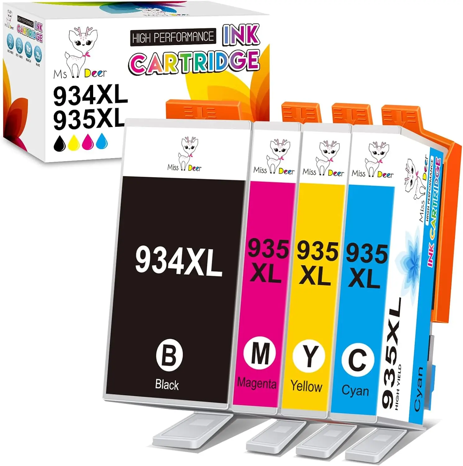 

934 & 935 Ink Cartridges Combo Pack for HP Officejet Pro Printers, 4-Pack (Black, Cyan, Magenta, Yellow)