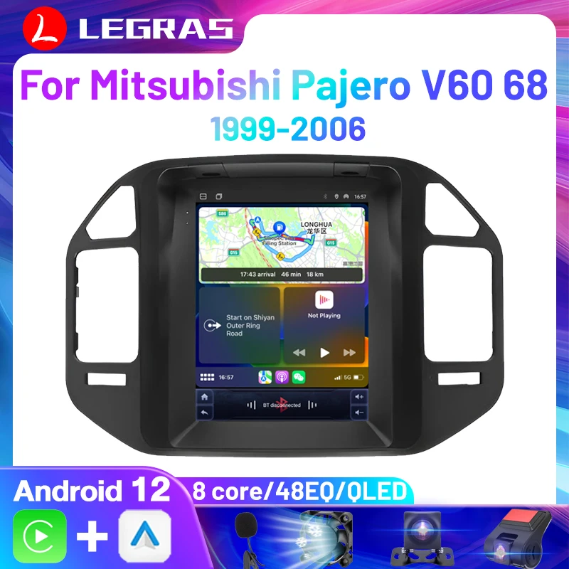 Car Audio Autoradio Wireless Carplay Android Auto for Mitsubishi Pajero V60 68 V73 1999-2006 Tesla Style Multimedia Player Unit