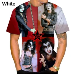 Summer KISS Band 3D Printing T-shirts Casual Hip-hop Punk Shirt Men's and Women's Round Neck Short-sleeved