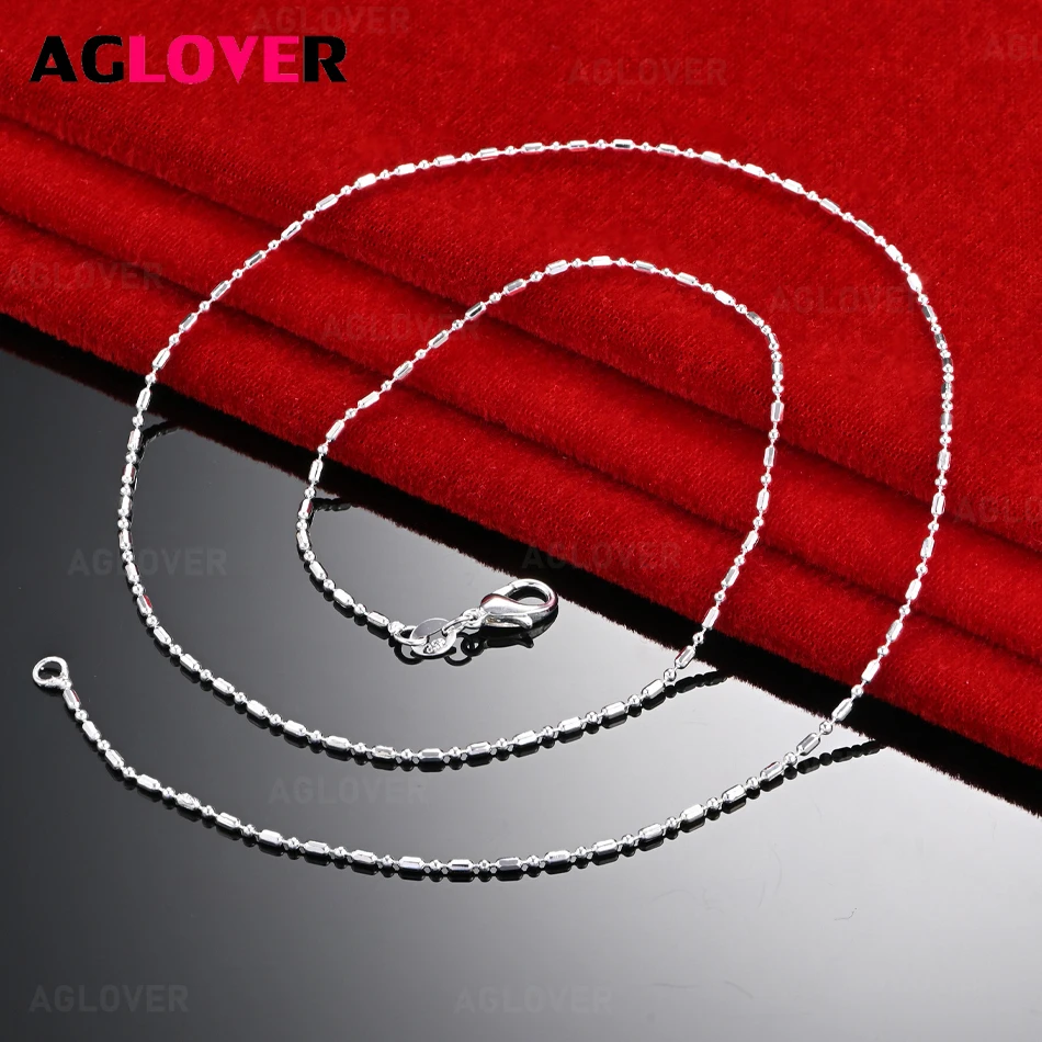 

AGLOVER 925 Sterling Silver Hexagonal Column Small Ball Thin Chain Necklace Light Luxury Simple Women'S Accessories Party Jewelr