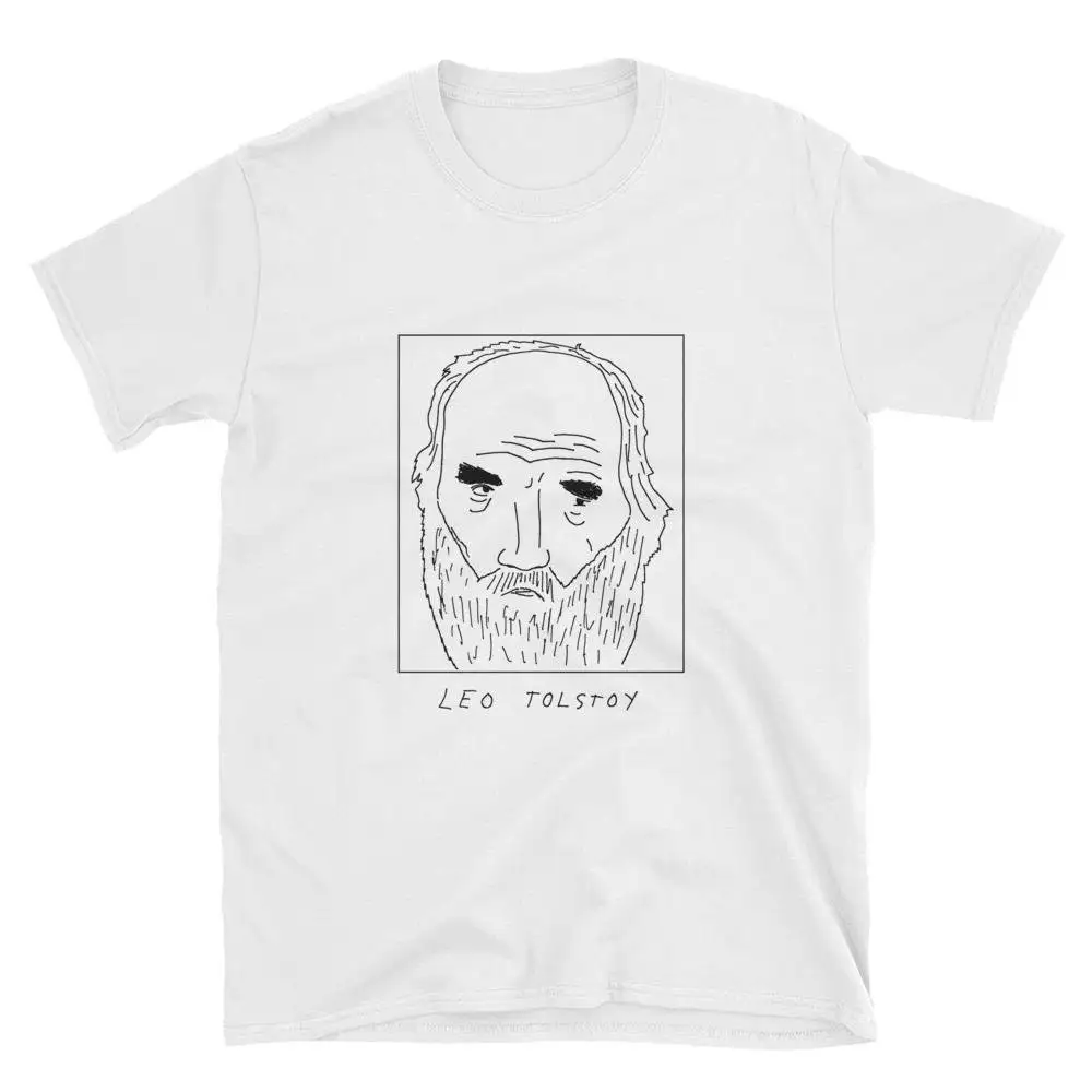 Badly Drawn Authors Leo Tolstoy T Shirt FREE Worldwide Delivery