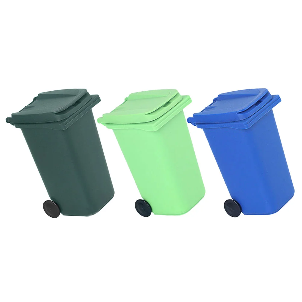 3 Pcs Mini Pathway Trash Can Desktop Organizer Baby Garbage Sorting Vehicle Storage Bins for Shelves